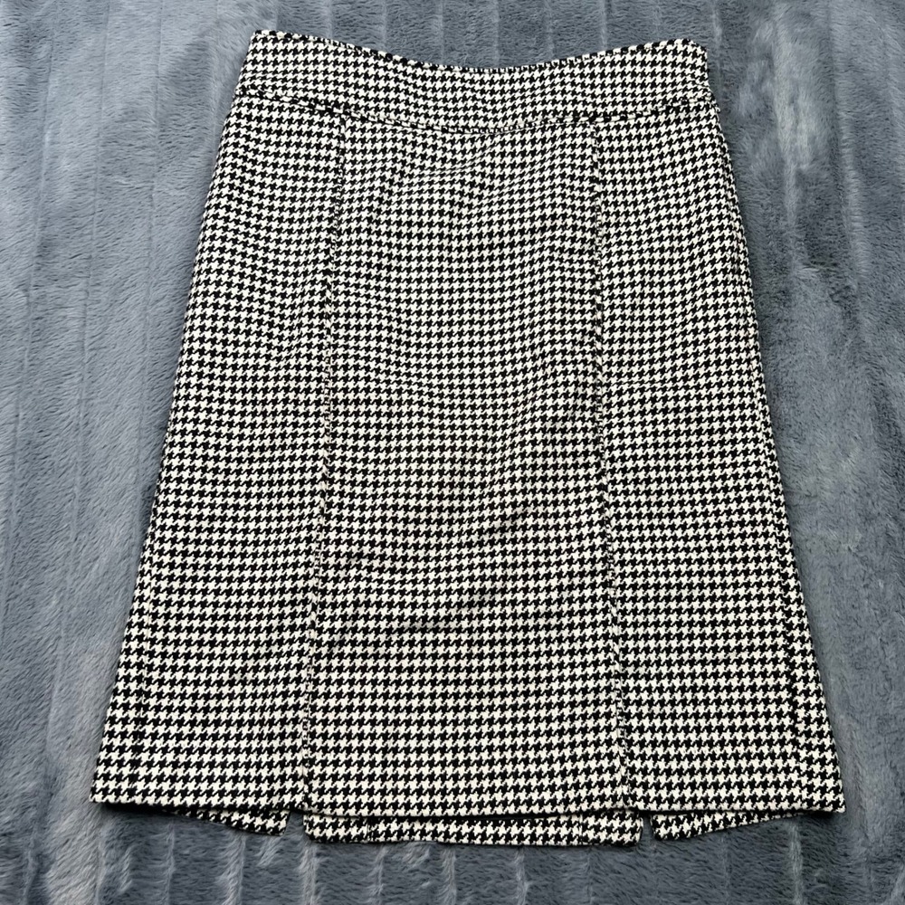 Banana Republic Womens Black White Houndstooth Wool Blend Pencil Skirt Size 4